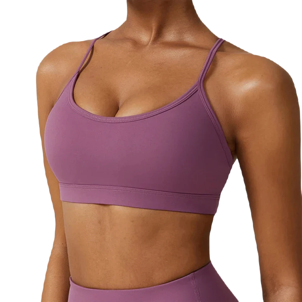 Xooie Fit women's active bra in lavender color offers comfort and support for workouts