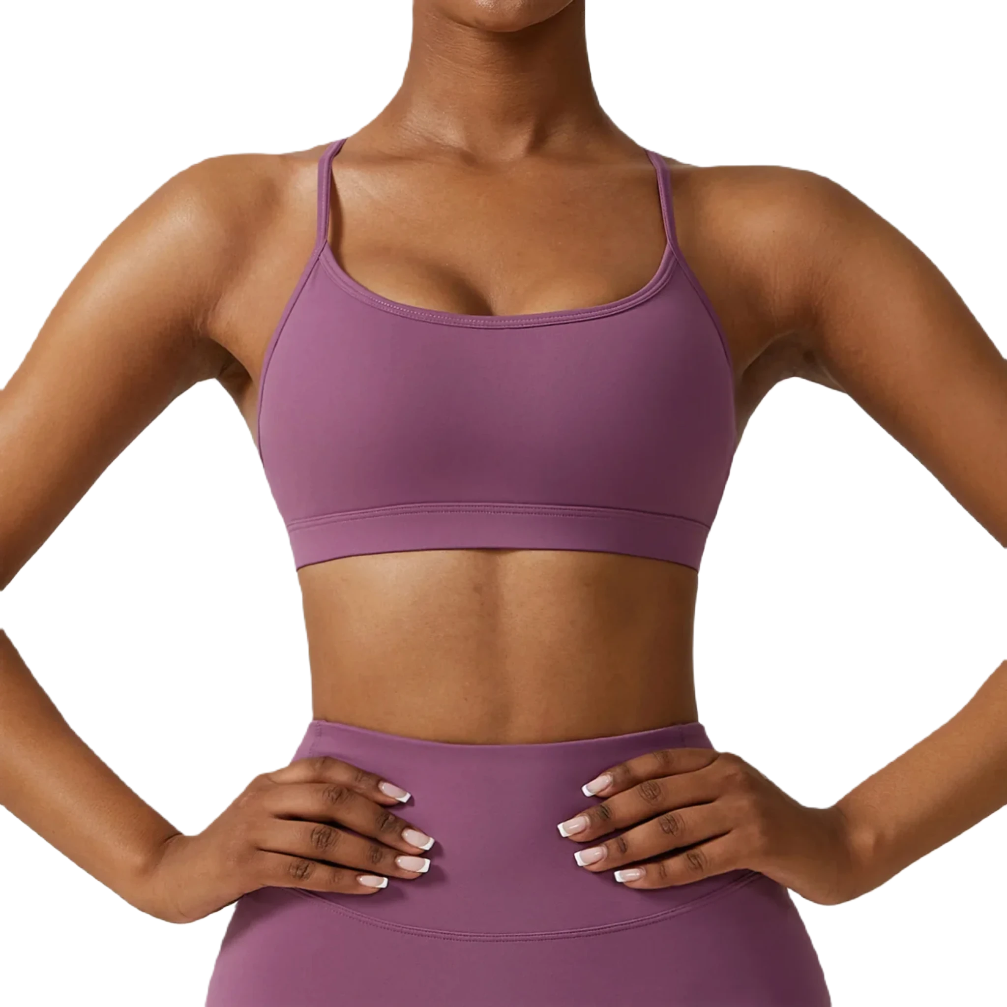 Xooie Fit women's active bra in lilac with adjustable straps and supportive design