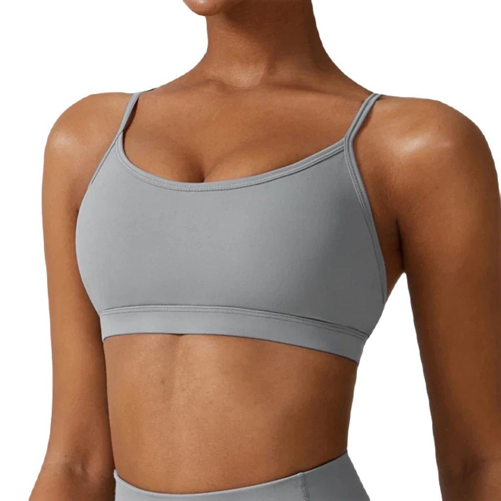 Xooie Fit women's active bra in gray color offers comfort and support for workouts