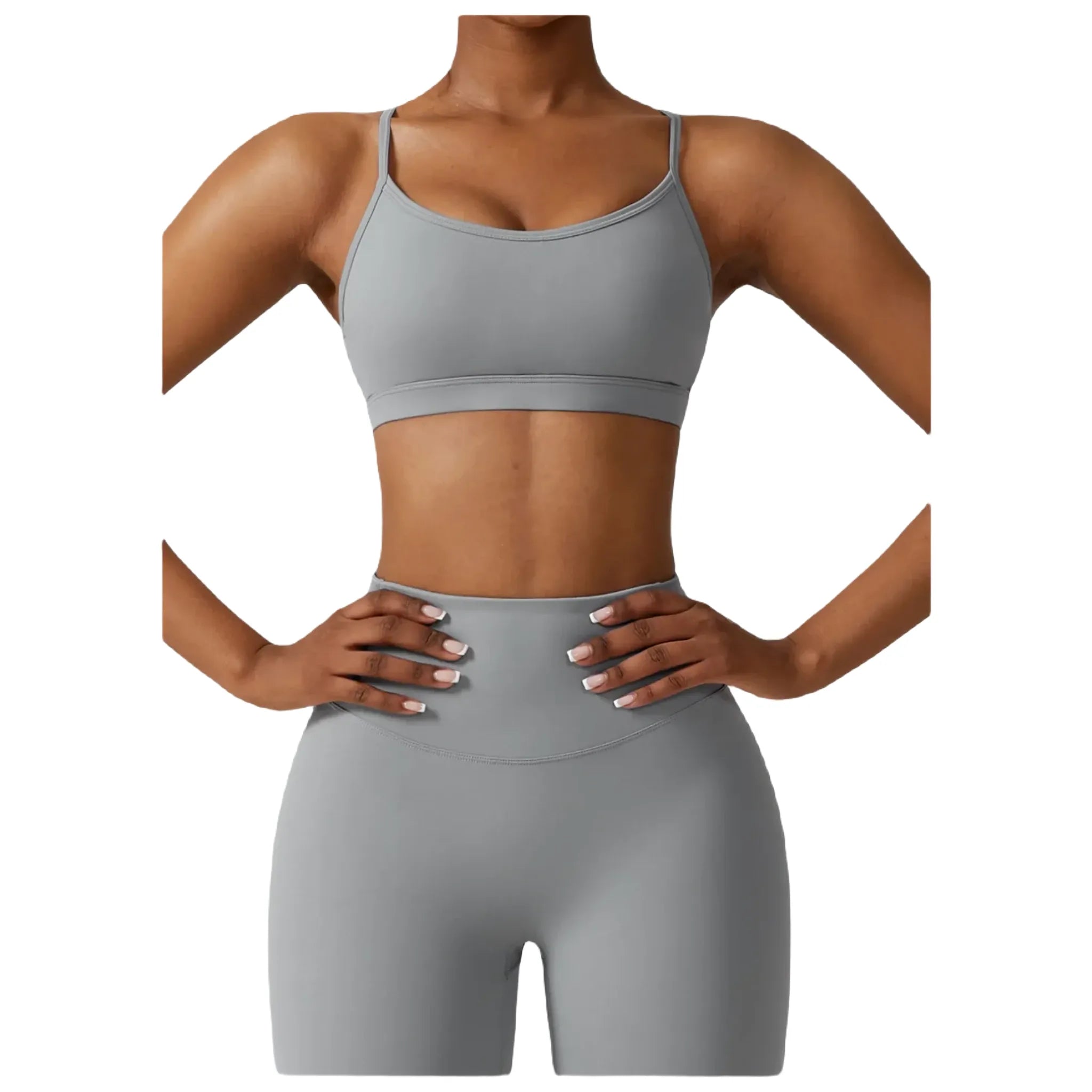 Xooie Fit women's active bra in gray for comfort and support during workouts close up