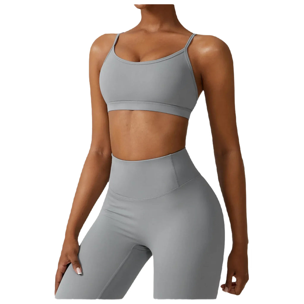 Xooie Fit women's active bra in gray for comfort and support during workouts close up side