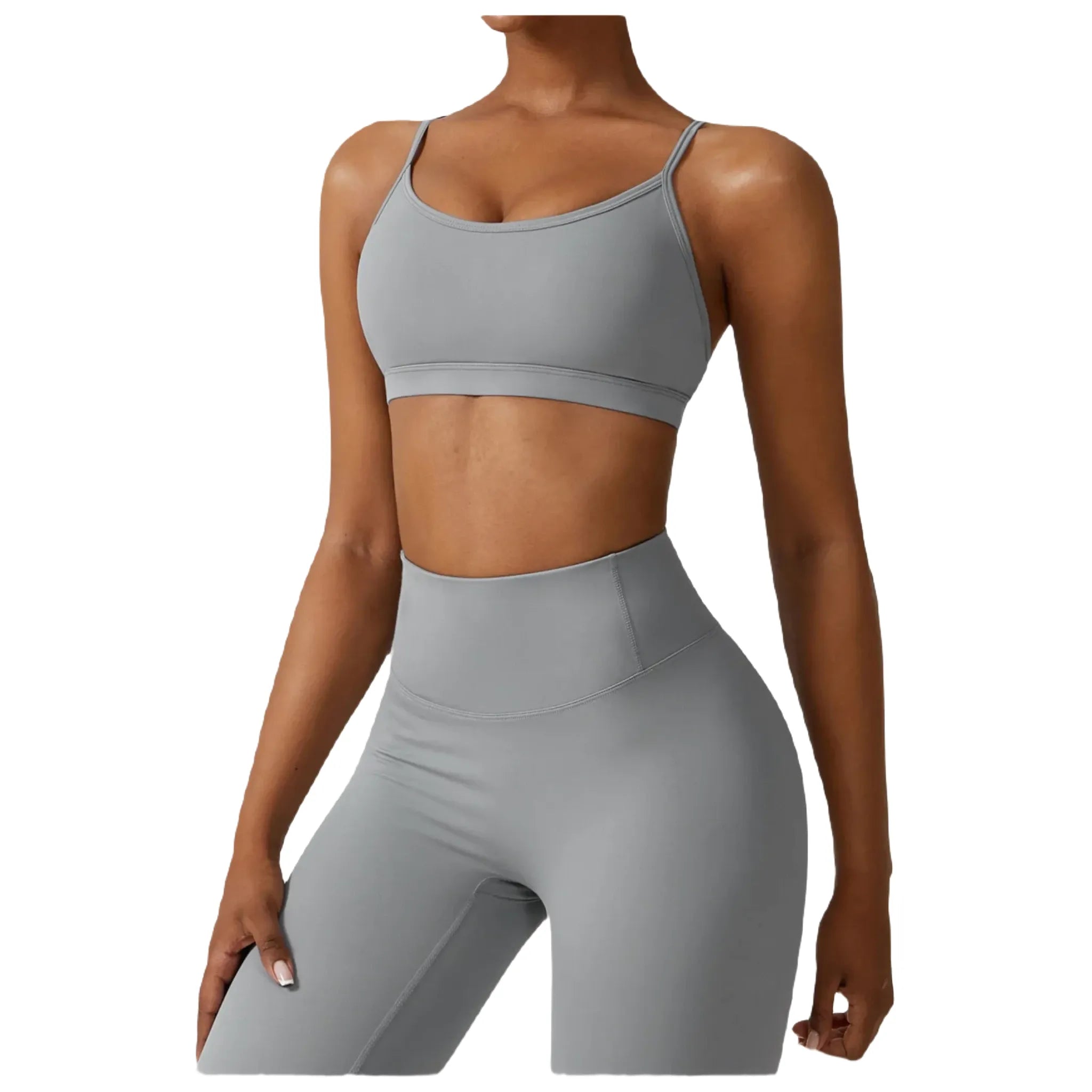 Xooie Fit women's active bra in gray for comfort and support during workouts close up side
