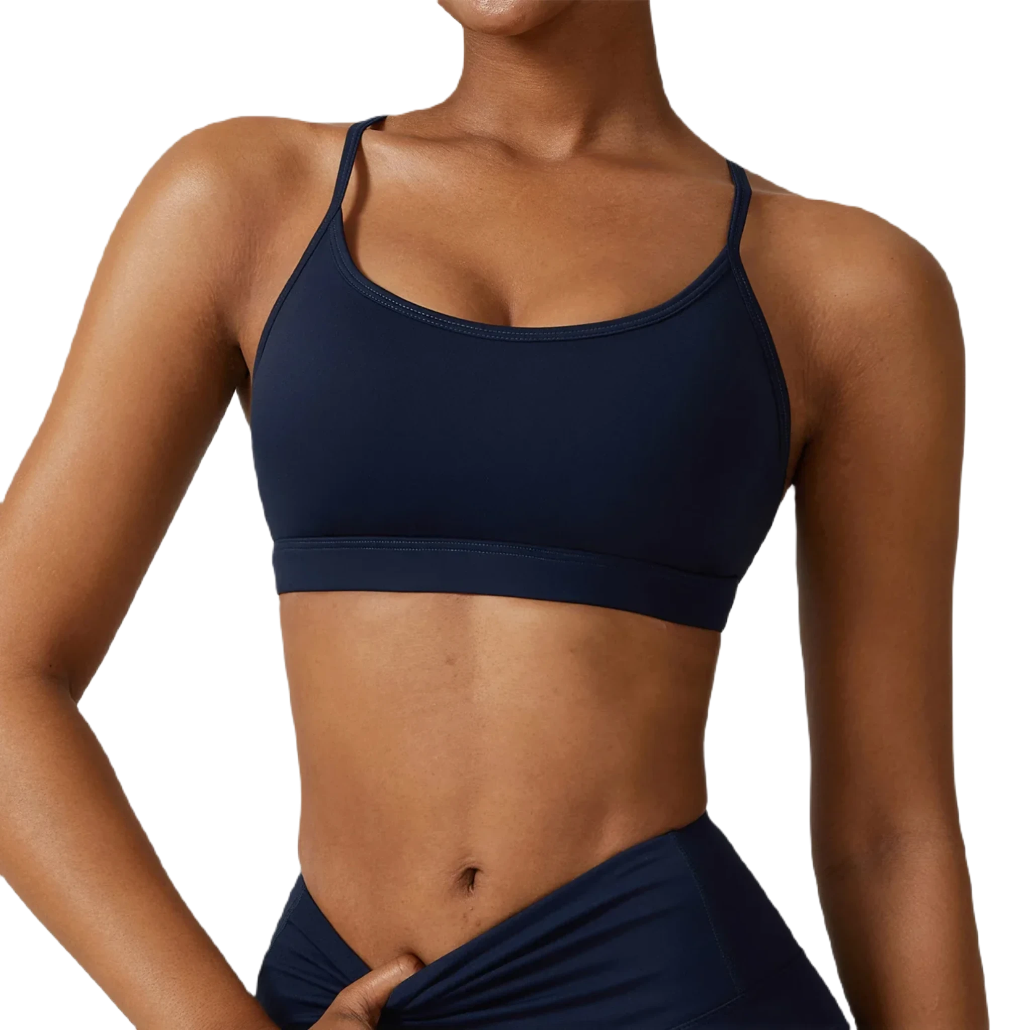 Xooie Fit women's active bra in navy blue designed for comfort and support during workouts