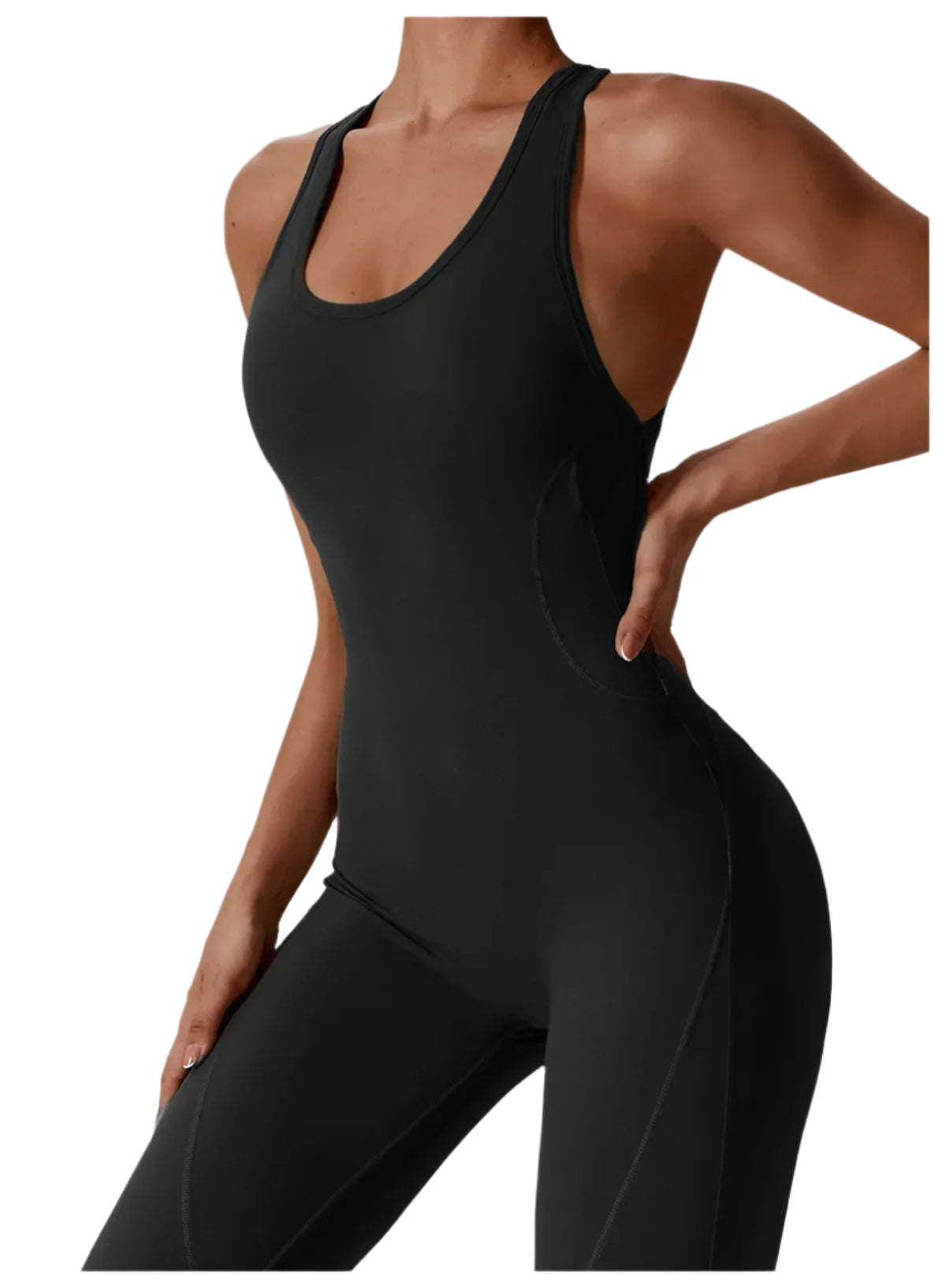 Xooie Fit women's fitness jumpsuit black front