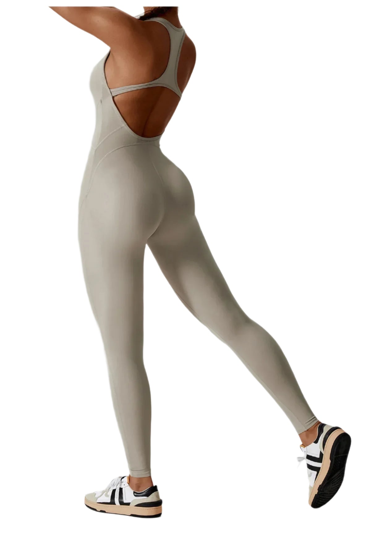 Xooie Fit women's fitness jumpsuit back beige