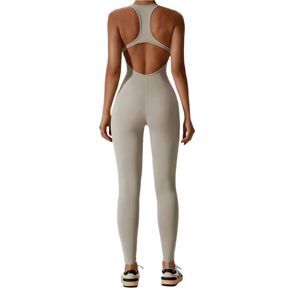 Xooie Fit women's fitness jumpsuit with a stylish back design for activewear enthusiasts