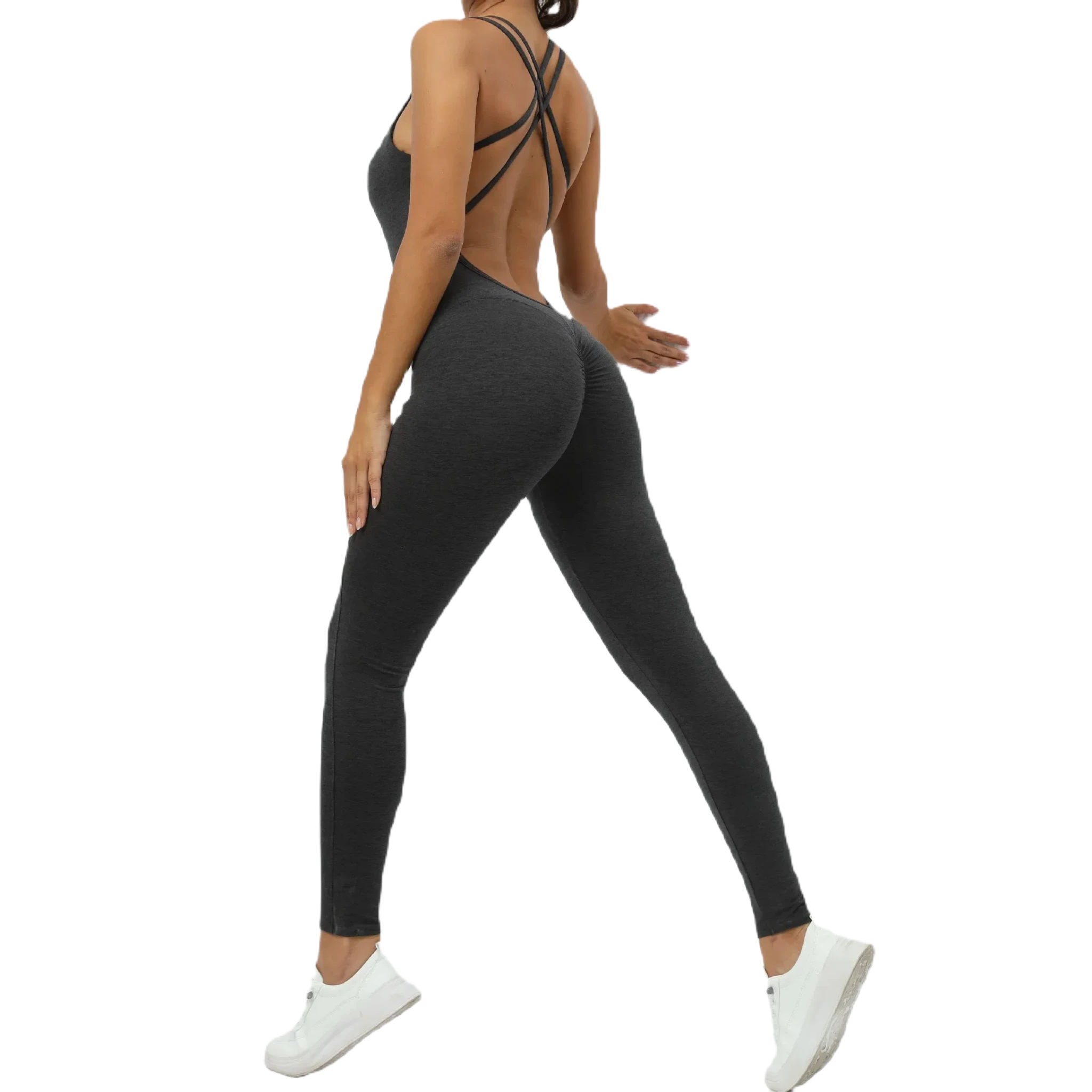 Xooie Fit women's one-piece activewear jumpsuit with stylish cross-back design and fitted silhouette