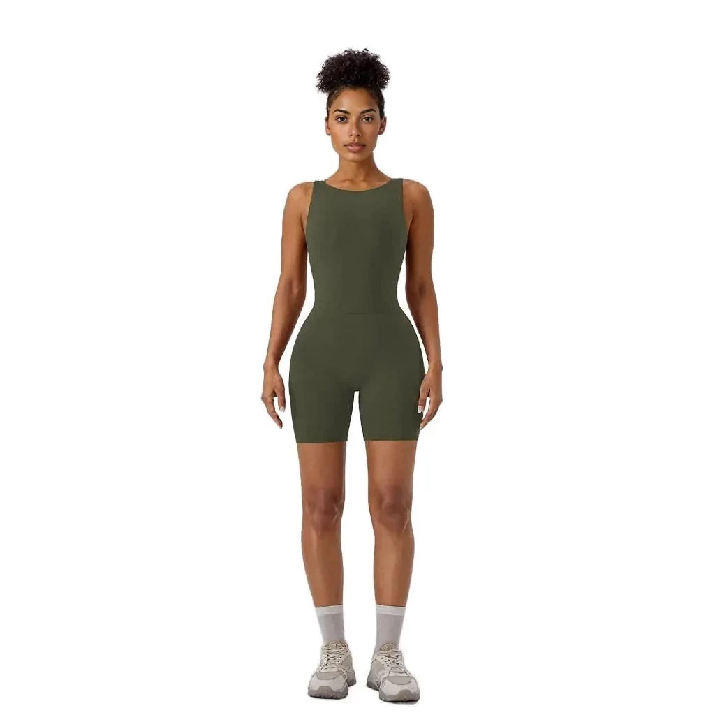 Xooie Fit women's tank bodysuit in olive green with a form-fitting design for activewear and casual outings
