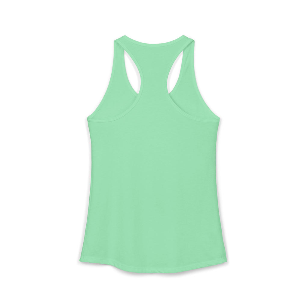 Women's mint green racerback tank top with wide shoulder cutouts
