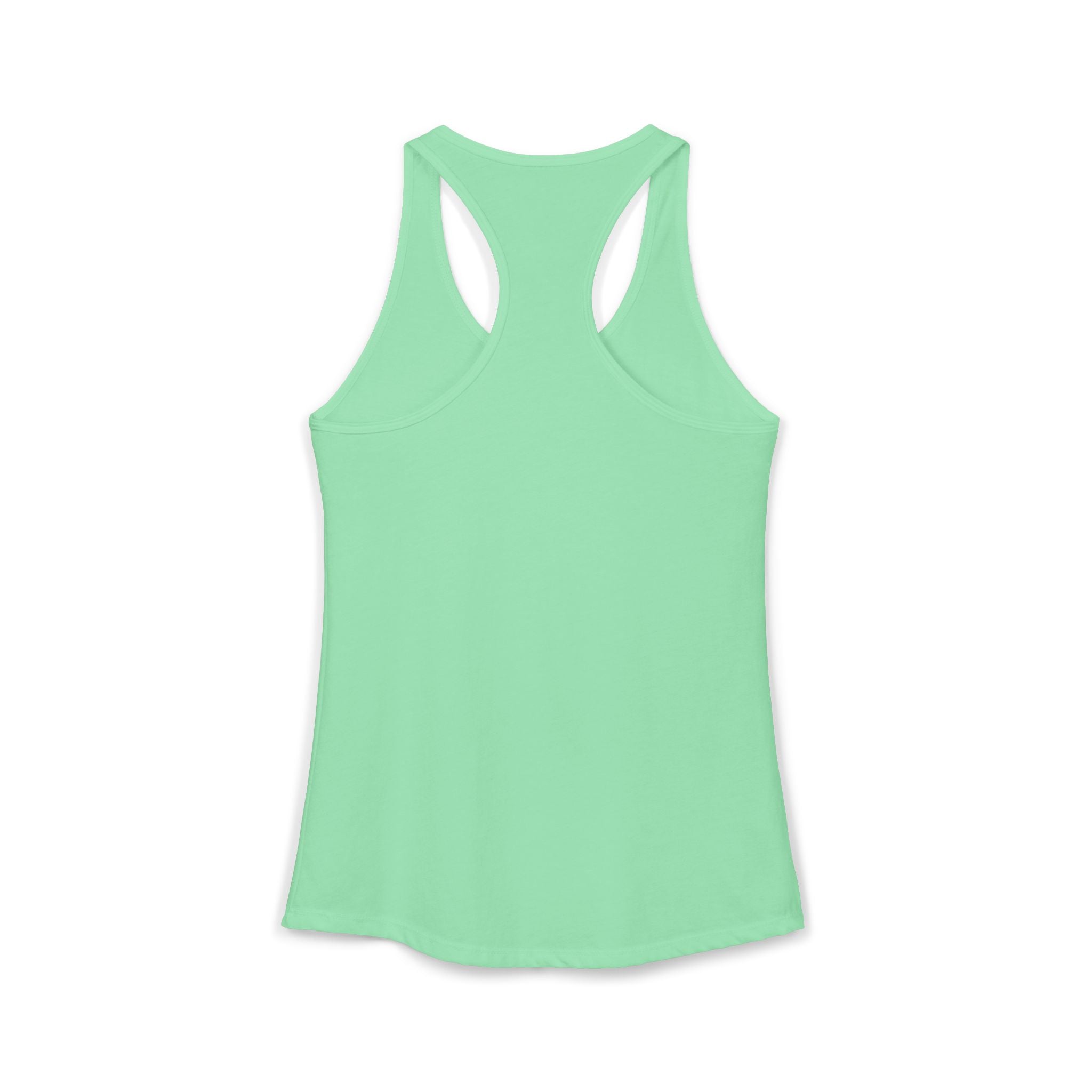 Women's mint green racerback tank top with wide shoulder cutouts