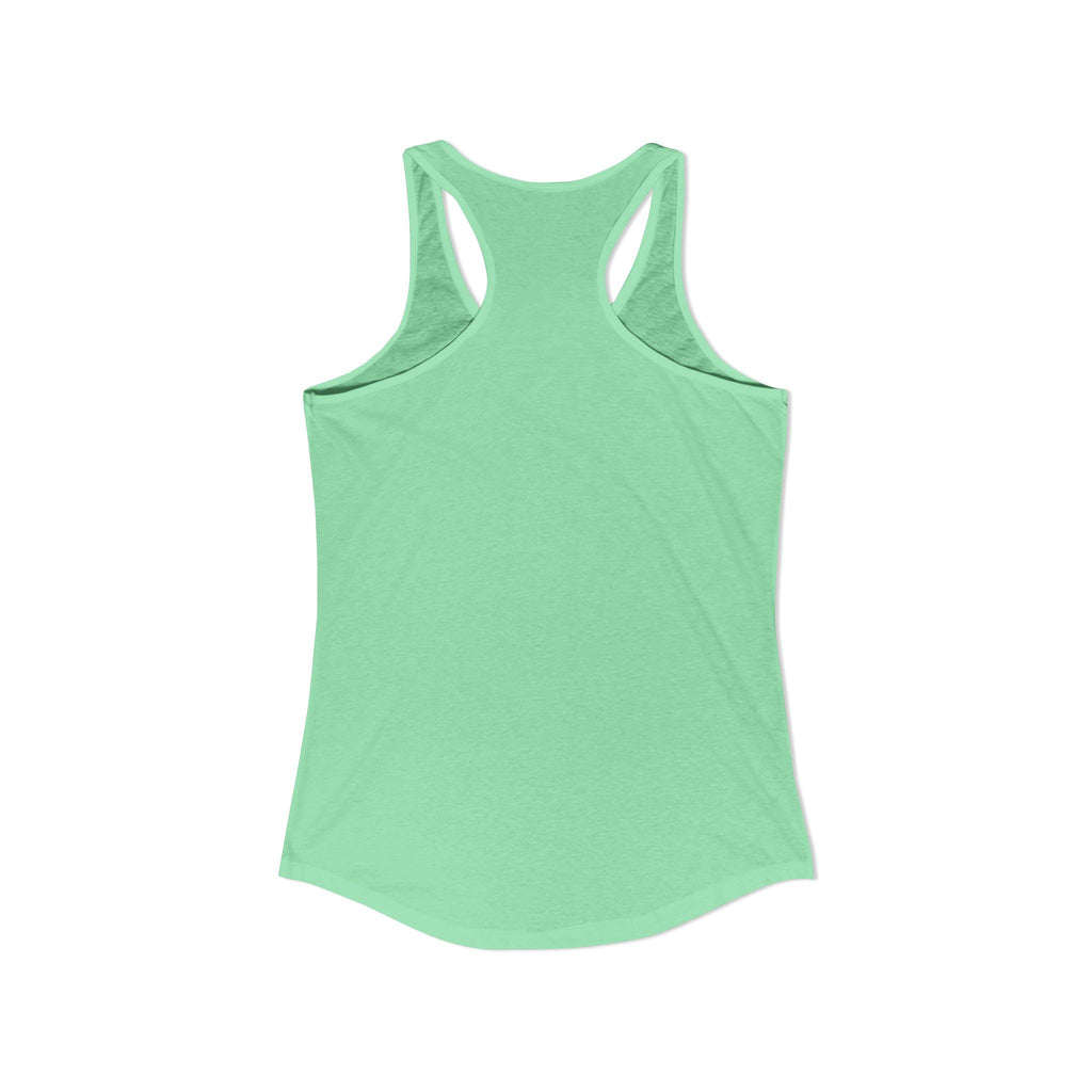 Women's racerback tank top in mint green, solid sleeveless with open racer back