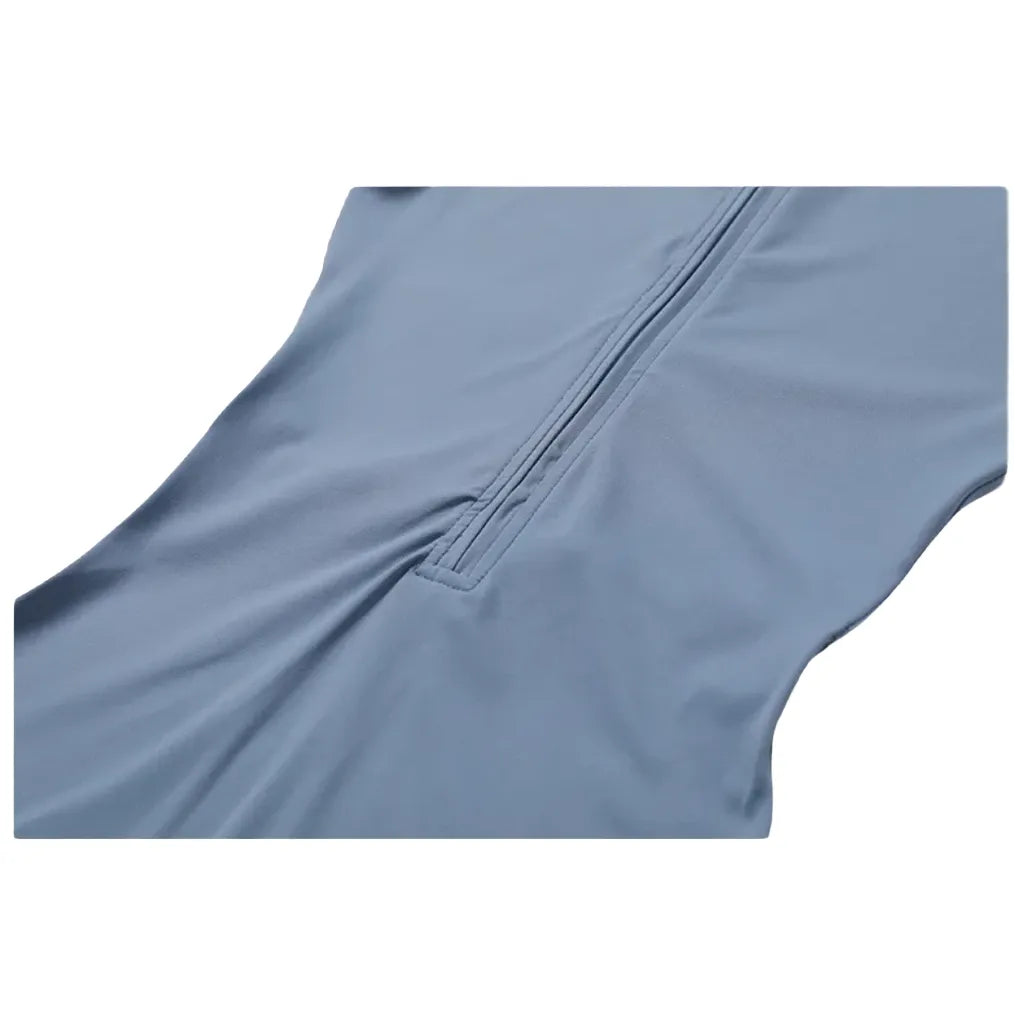 Xooie Fit zipper workout jumpsuit in light blue with a stylish half-zip design for comfort and performance middle 